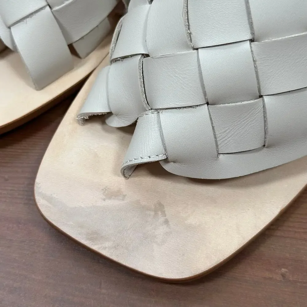 INTENTIONALLY BLANK Women's Kelly Woven Leather Sandals Cream Size 8